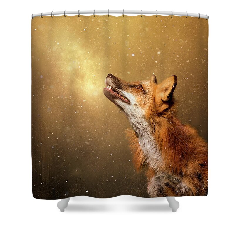 Fox Shower Curtain featuring the digital art Winter Wonder by Nicole Wilde