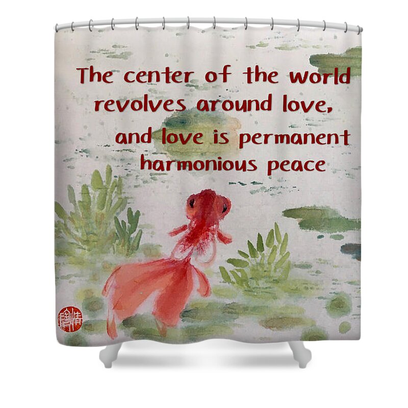 Golden Fish Shower Curtain featuring the painting Wishfull by Carmen Lam