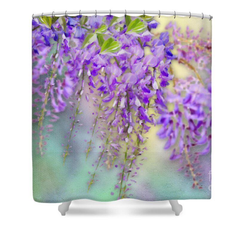 Wisteria Shower Curtain featuring the mixed media Wisteria Dream by Morag Bates