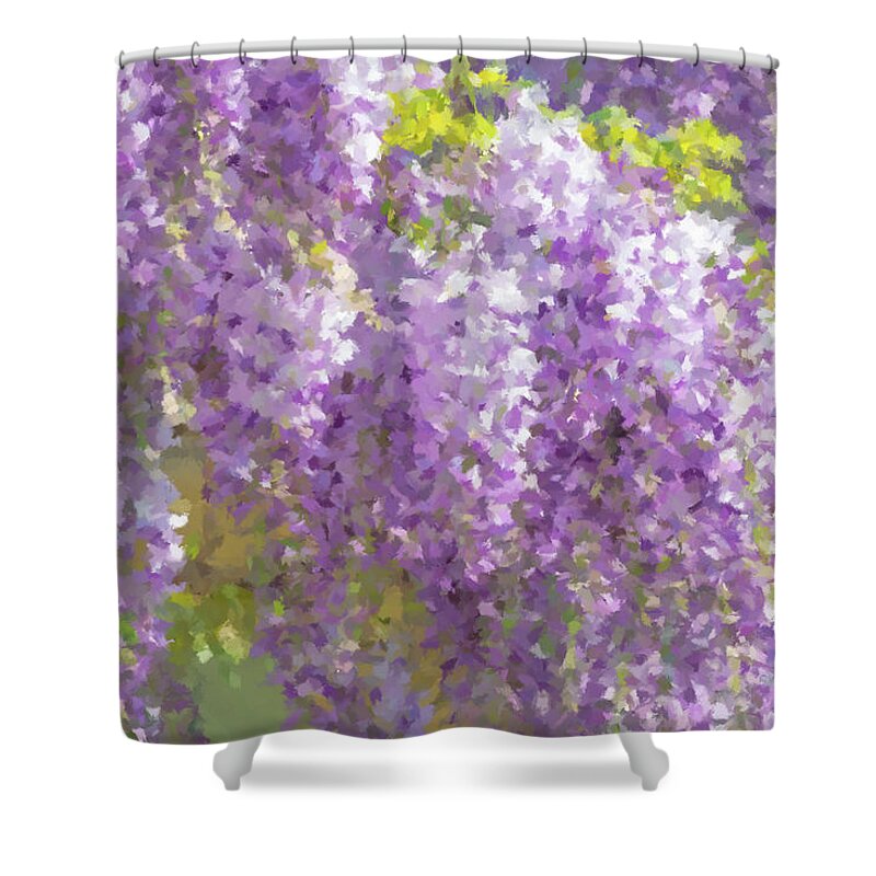Wisteria Shower Curtain featuring the painting Wisteria in Bloom by Alex Mir