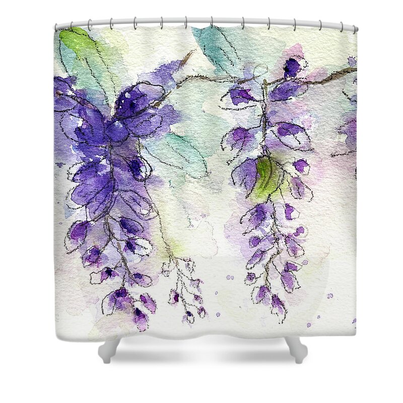 Original Shower Curtain featuring the painting Wisteria Vine by Roxy Rich