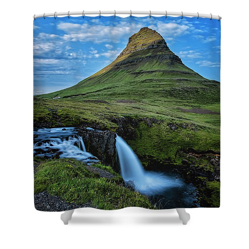 Iceland Shower Curtain featuring the photograph Witch's Hat Falls by Tom Singleton