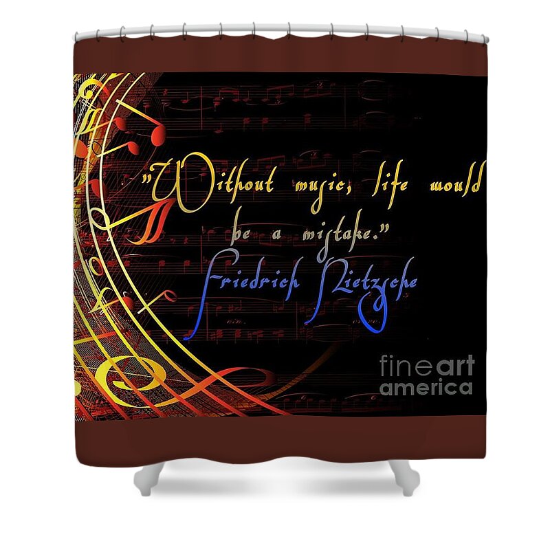 Inspirational Shower Curtain featuring the mixed media Without Music by Claudia Zahnd-Prezioso
