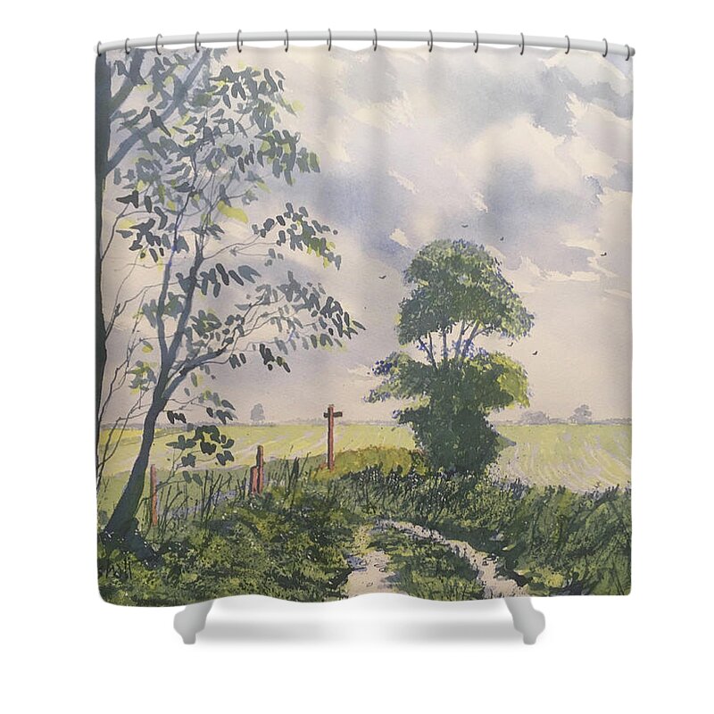 Watercolour Shower Curtain featuring the painting Woldgate from Zig Zag Wood by Glenn Marshall