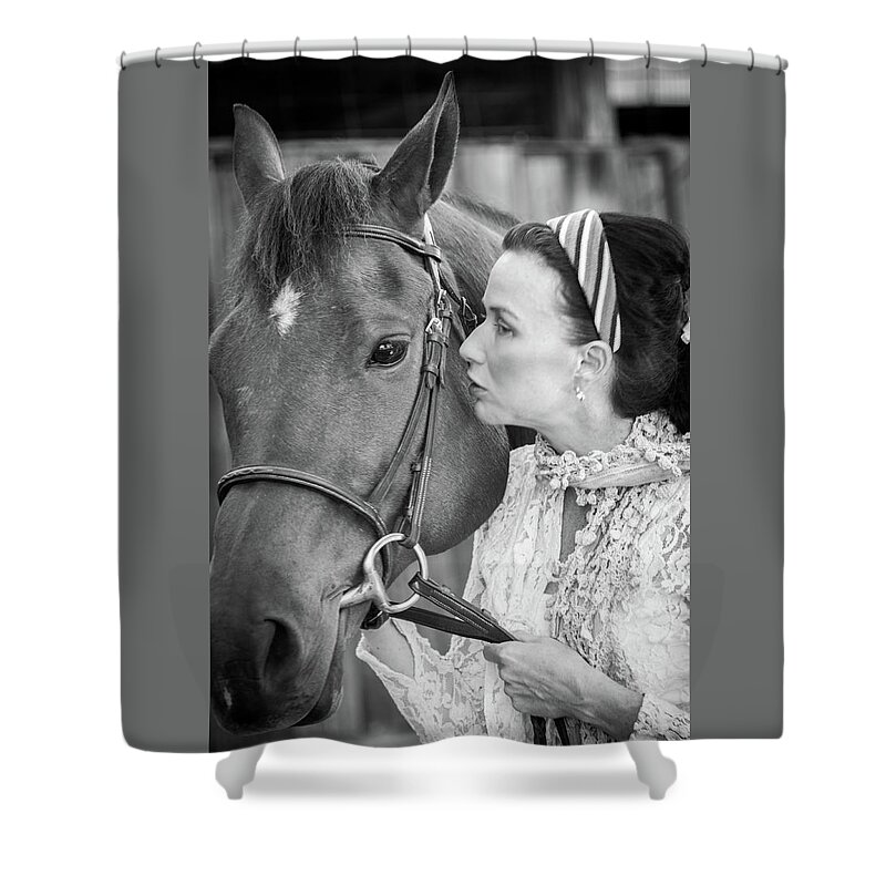 Horse Shower Curtain featuring the photograph Woman with a Horse 2 by James C Richardson