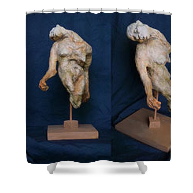 #sculpture Shower Curtain featuring the sculpture Woman with Cleft Lip 4 by Veronica Huacuja