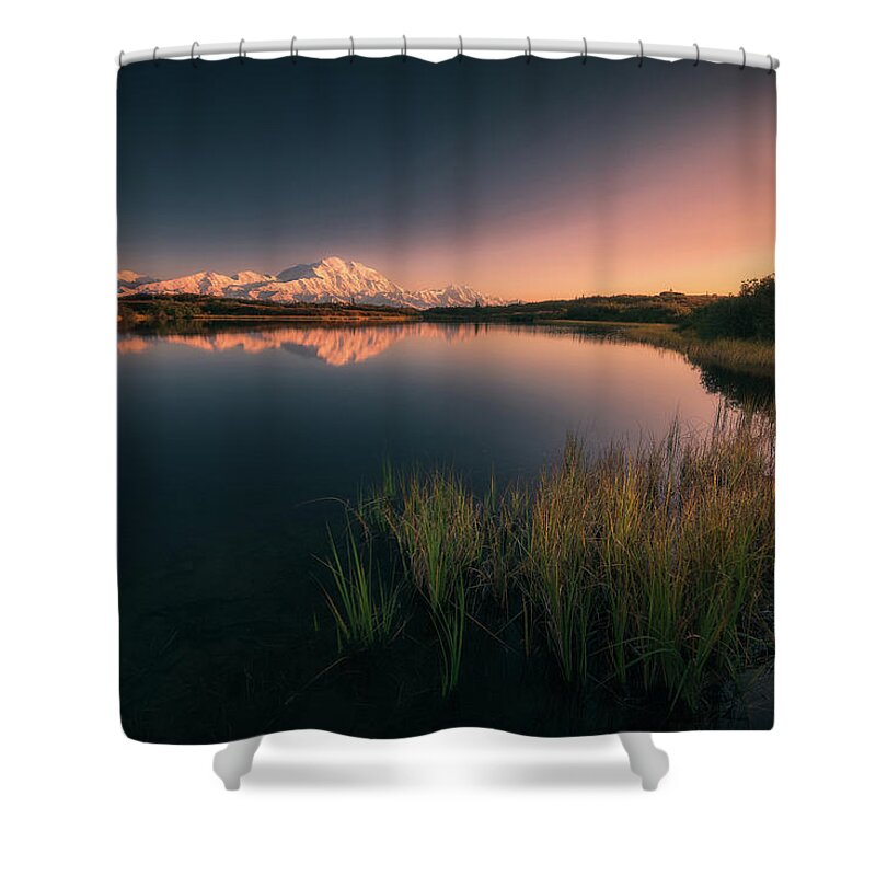 Alaska Shower Curtain featuring the photograph Wonder lake reflections by Henry w Liu