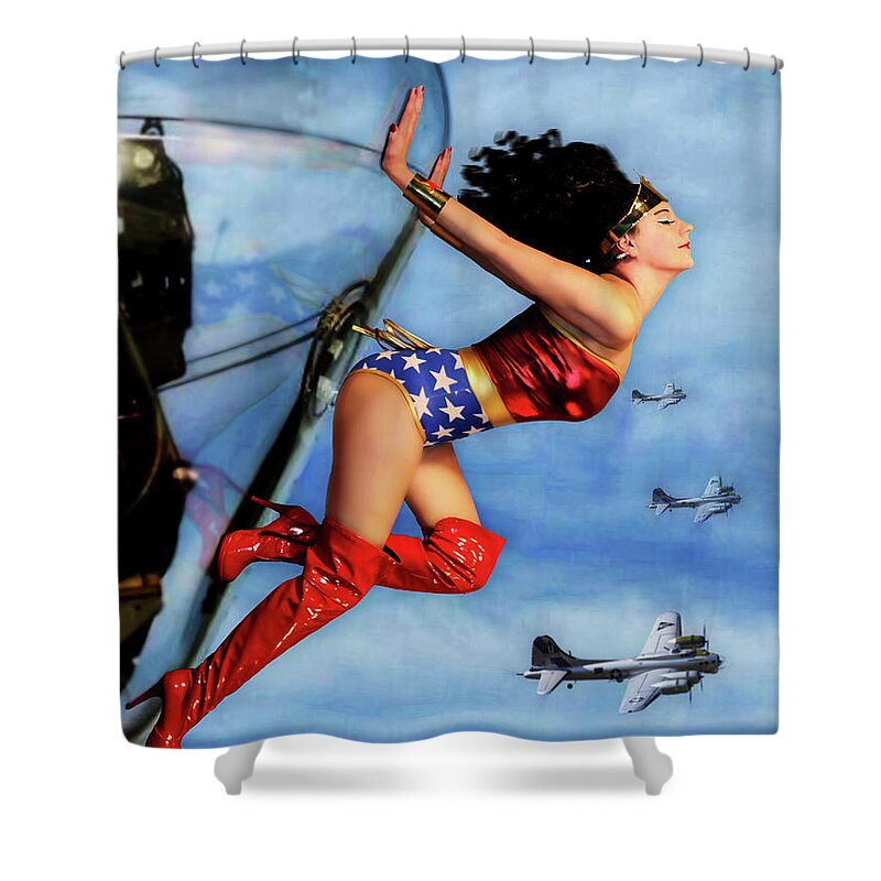 Wonder Shower Curtain featuring the photograph Wonder Woman #1 by Jon Volden