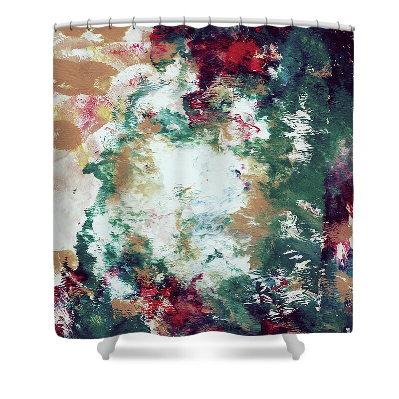 Abstract Shower Curtain featuring the mixed media Wonderland 5- Art by Linda Woods by Linda Woods