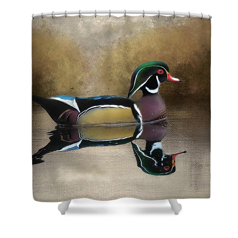 Wood Duck Shower Curtain featuring the photograph Wood Duck Reflection by Pam Rendall