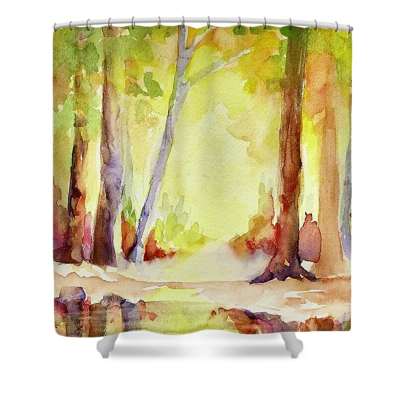 Forest Shower Curtain featuring the painting Wood Element by Caroline Patrick