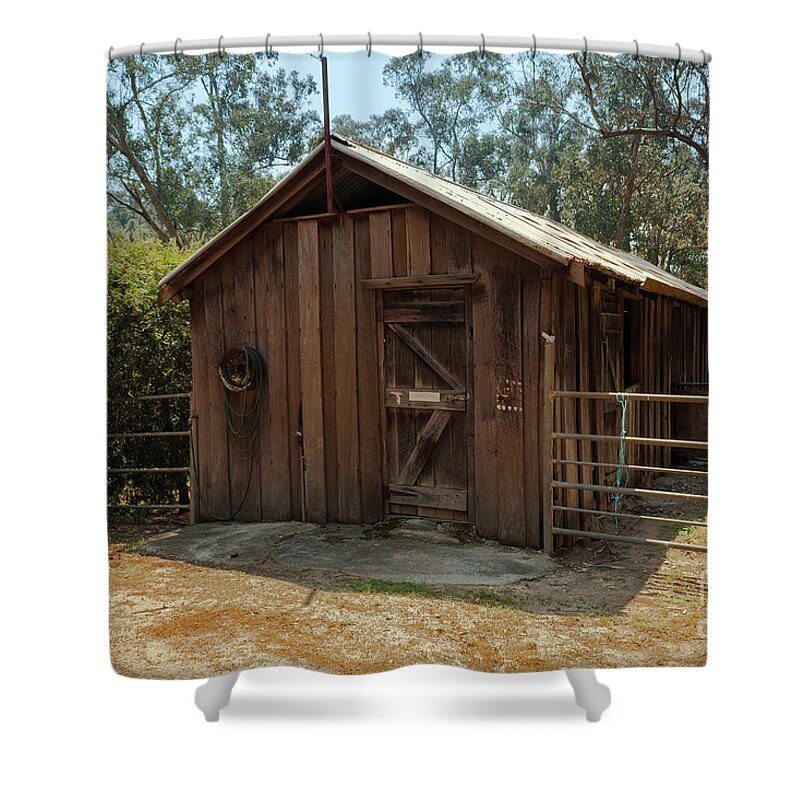Barn Shower Curtain featuring the photograph Wooden Barn, Bella Vista on Blackwood, Bridgetown, Western Austr by Elaine Teague