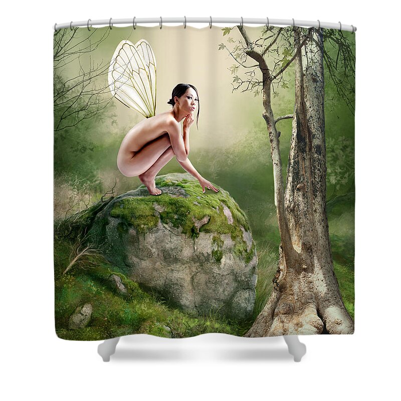 Fairy Shower Curtain featuring the digital art Woodland Fairy by Linda Lees