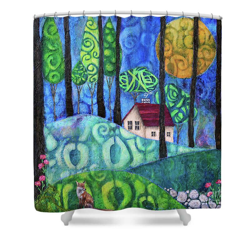 Dreamscape Shower Curtain featuring the painting Woodlands by Winona's Sunshyne
