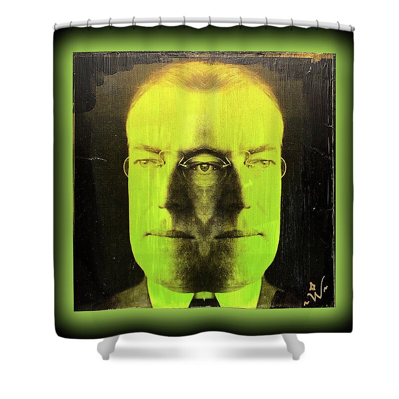 Wunderle Shower Curtain featuring the mixed media Woodrow Wilson V1A by Wunderle