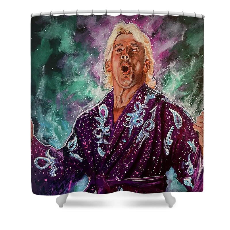Ric Flair Shower Curtain featuring the painting Wooo - Ric Flair by Joel Tesch