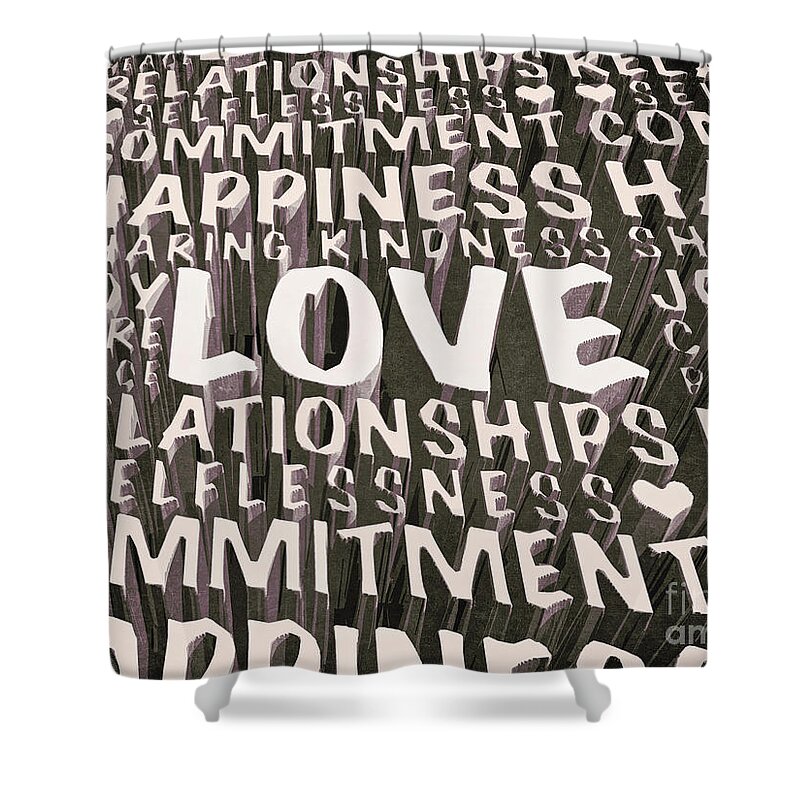 Love Shower Curtain featuring the digital art Words of Love by Phil Perkins