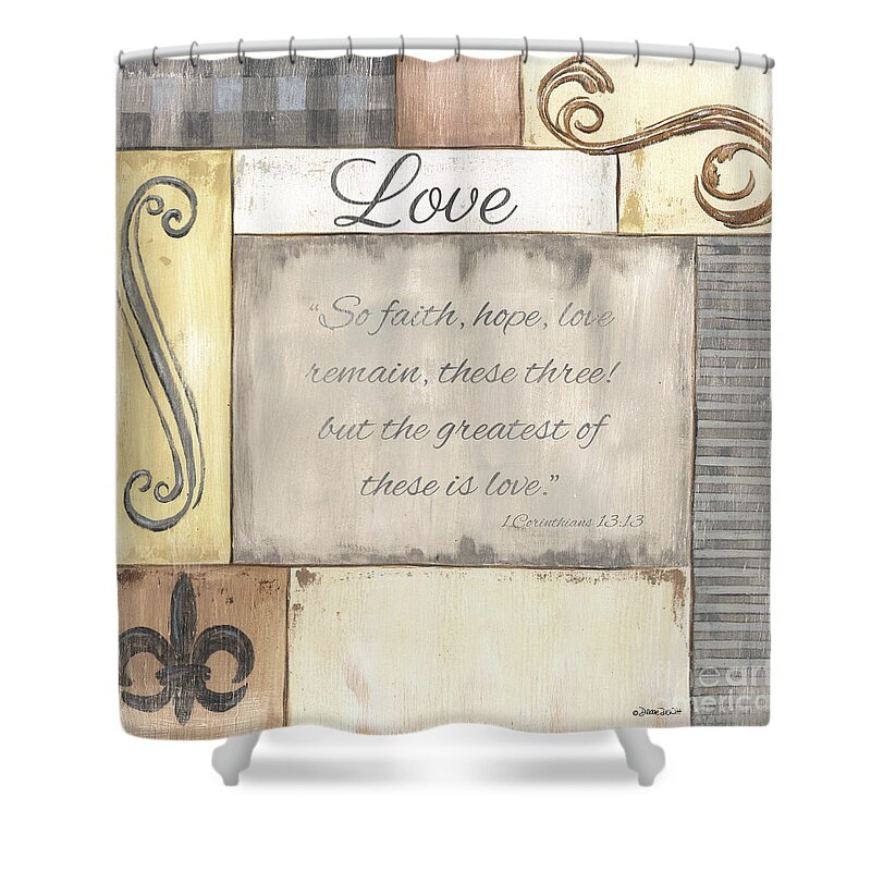 Love Shower Curtain featuring the painting Words to Live By 2 Love by Debbie DeWitt