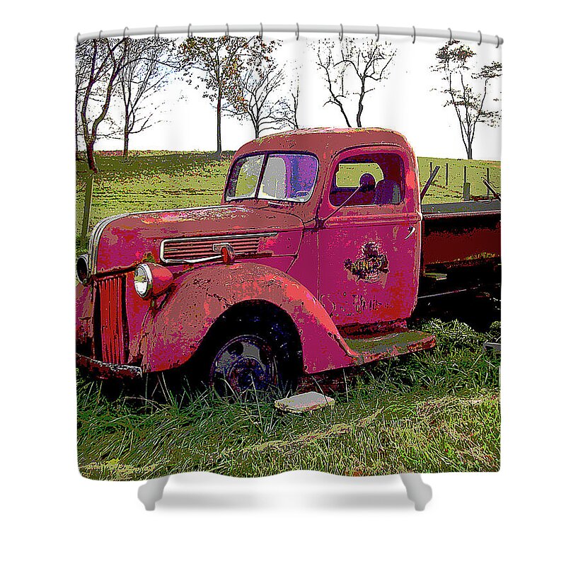 Truck Shower Curtain featuring the digital art Working Days are Over by Nancy Olivia Hoffmann