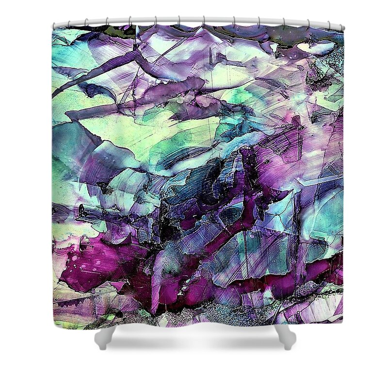 Soft Shower Curtain featuring the painting World Traveler by Angela Marinari