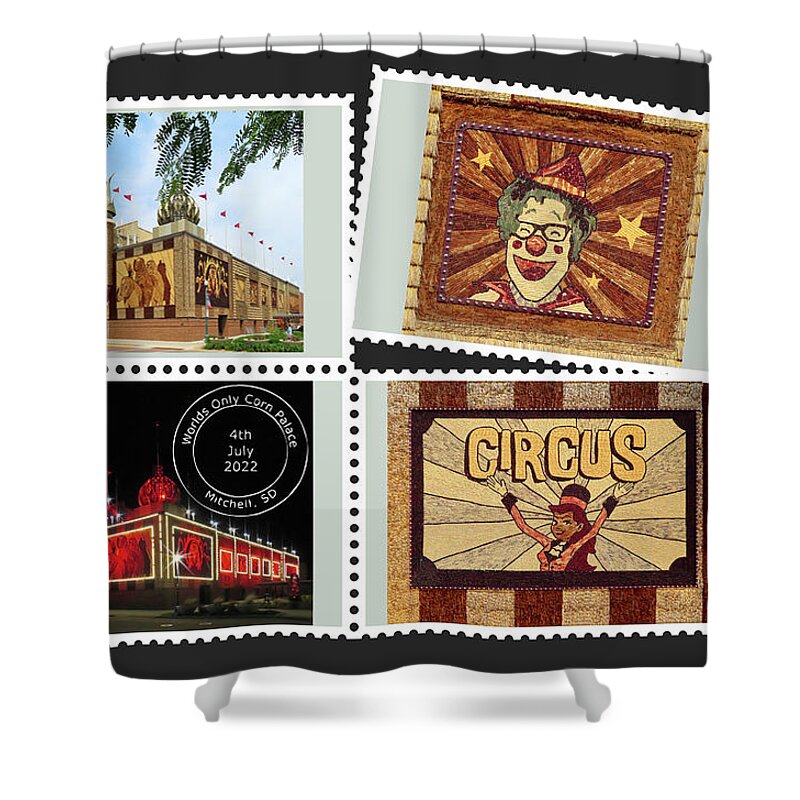 Corn Palace Shower Curtain featuring the photograph Worlds Only Corn Palace Faux Stamps by Richard Stedman
