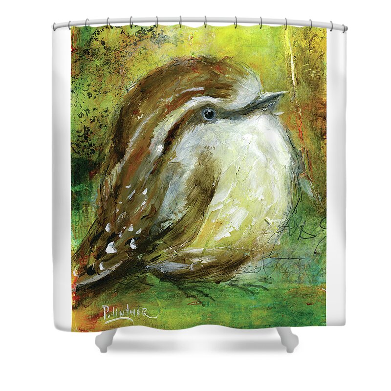 Wren Shower Curtain featuring the painting Wren by Patricia Lintner