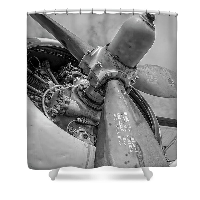 Air Shower Curtain featuring the photograph Wright R-1820-82 Cyclone by Charles Dobbs