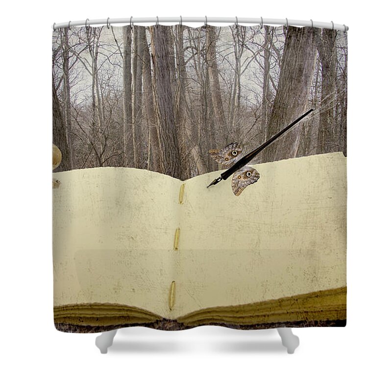 Fantasy Shower Curtain featuring the photograph Writing a Magical Story by Karen Foley
