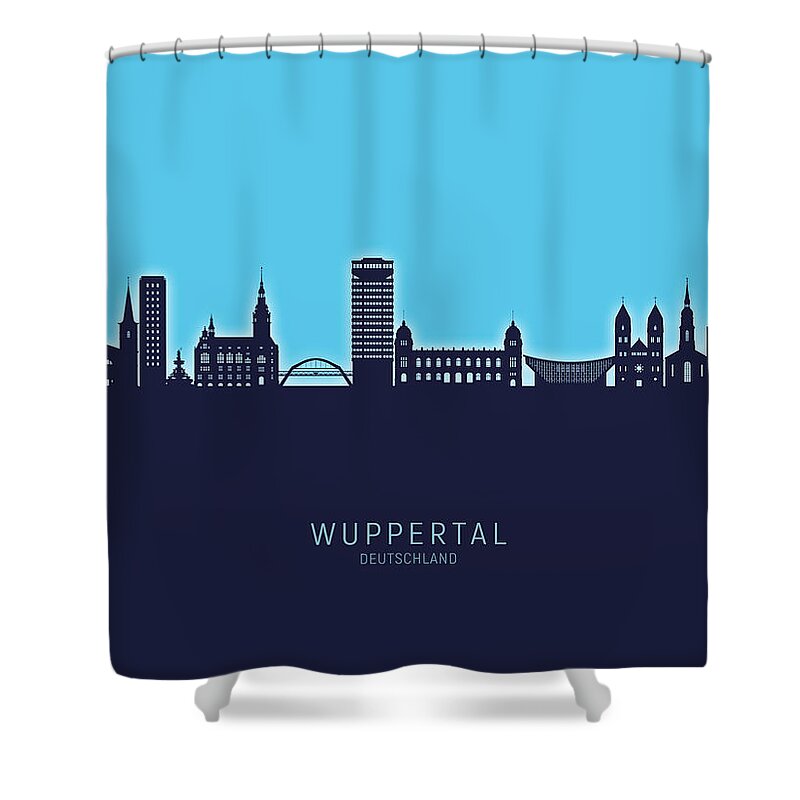 Wuppertal Shower Curtain featuring the digital art Wuppertal Germany Skyline #98 by Michael Tompsett