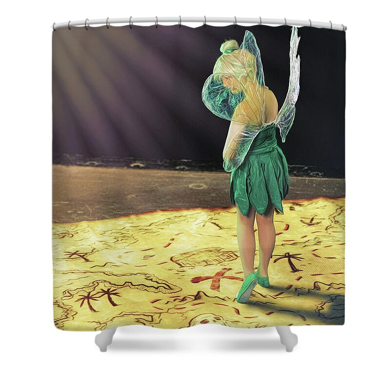 Fairy Shower Curtain featuring the digital art X Marks the Spot by Brad Barton