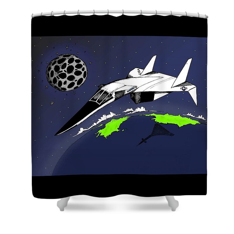 Xb-70 Shower Curtain featuring the drawing Xb-70 by Michael Hopkins