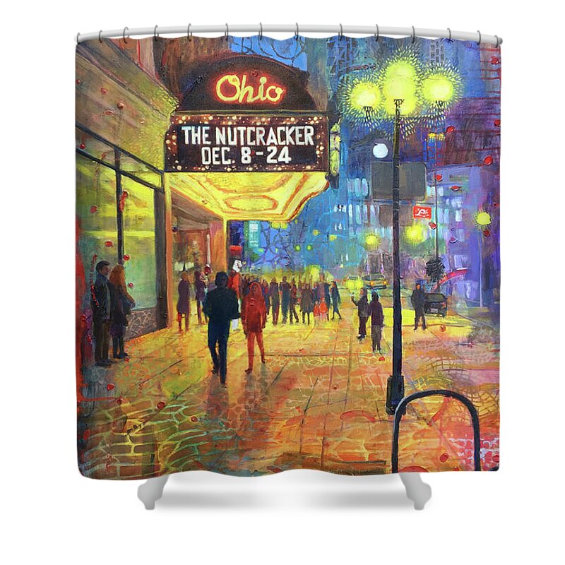 Ballet Shower Curtain featuring the painting Xmas Time at the Ohio Theater by Robie Benve