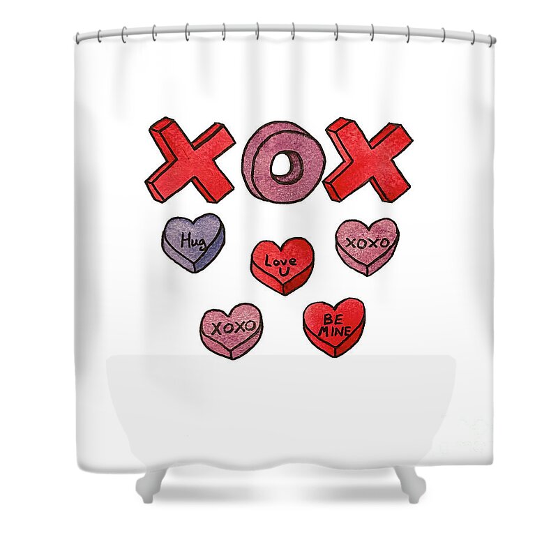 Valentine's Day Shower Curtain featuring the mixed media Xoxo by Lisa Neuman