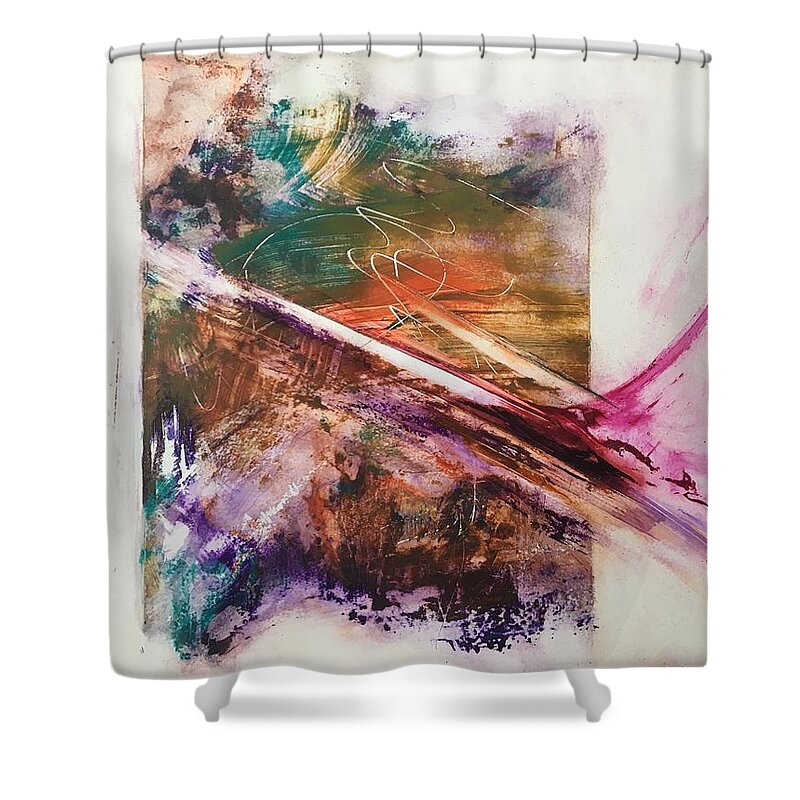 Abstract Art Shower Curtain featuring the painting Yakuza II by Rodney Frederickson