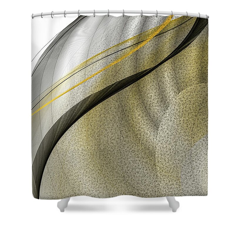 Yellow Shower Curtain featuring the painting Yellow And Gray Modern Art - As It Flows by Lourry Legarde