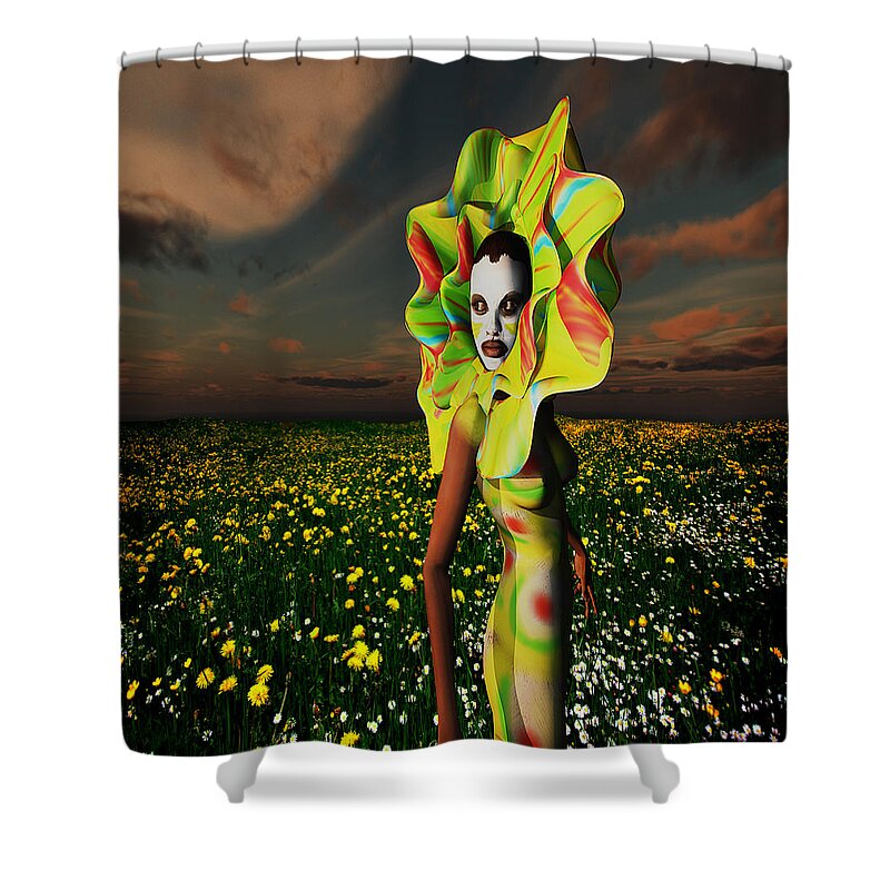 Yellow Begonia Shower Curtain featuring the digital art Yellow Begonia by Williem McWhorter