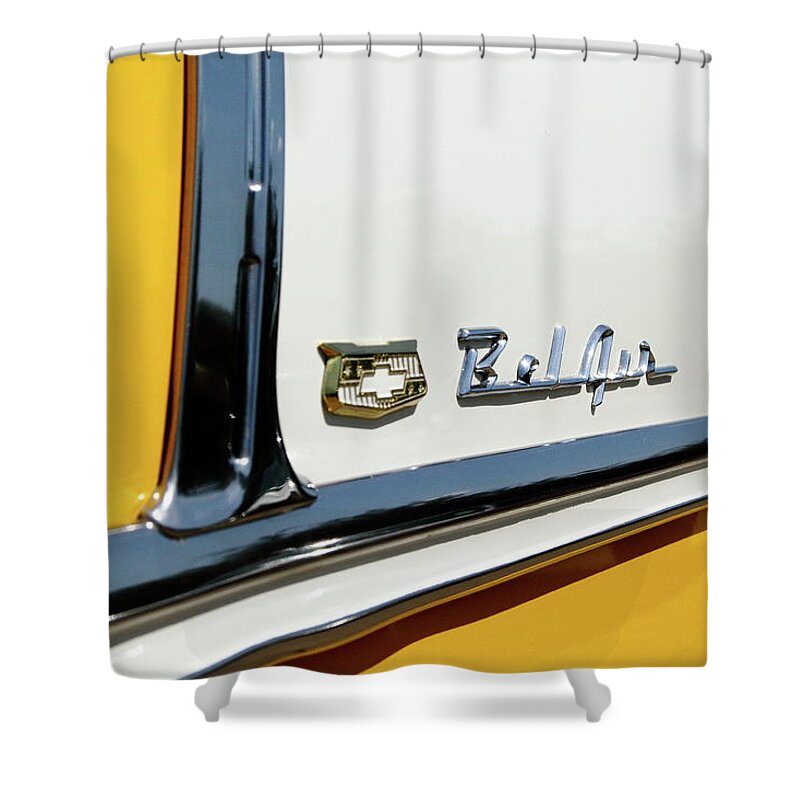 Chevy Bel Air Shower Curtain featuring the photograph Yellow Bel by Lens Art Photography By Larry Trager