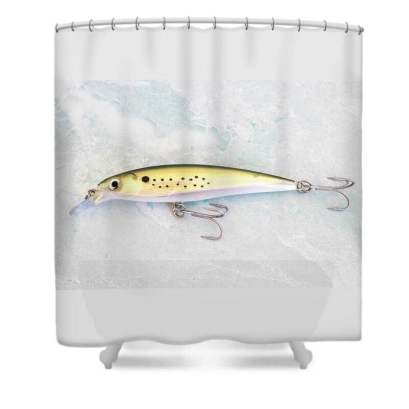 Fish Shower Curtain featuring the photograph Yellow Bunker Fishing Lure by Blair Damson