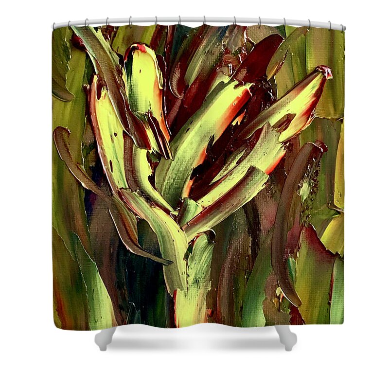 Yellow Shower Curtain featuring the painting Yellow Flower 2 by Teresa Moerer