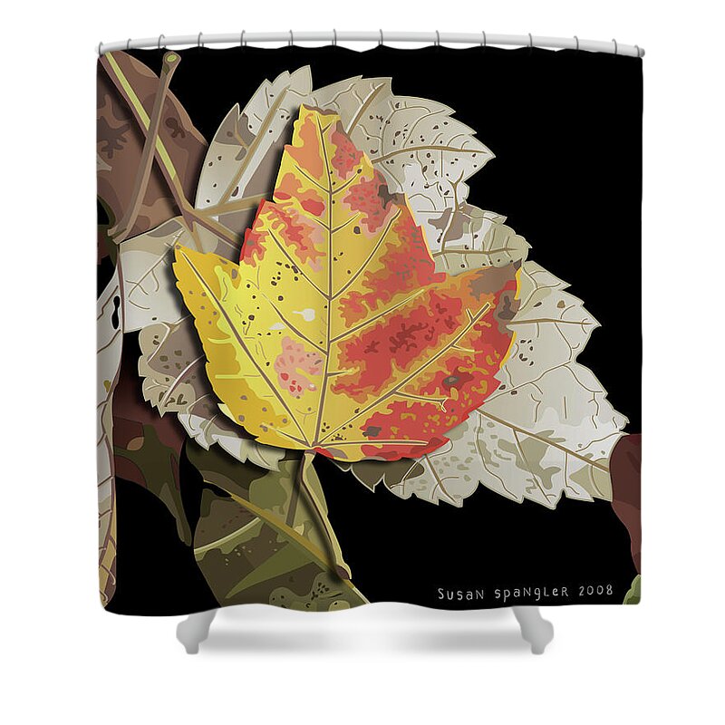 Autumn Shower Curtain featuring the painting Yellow leaf by Susan Spangler