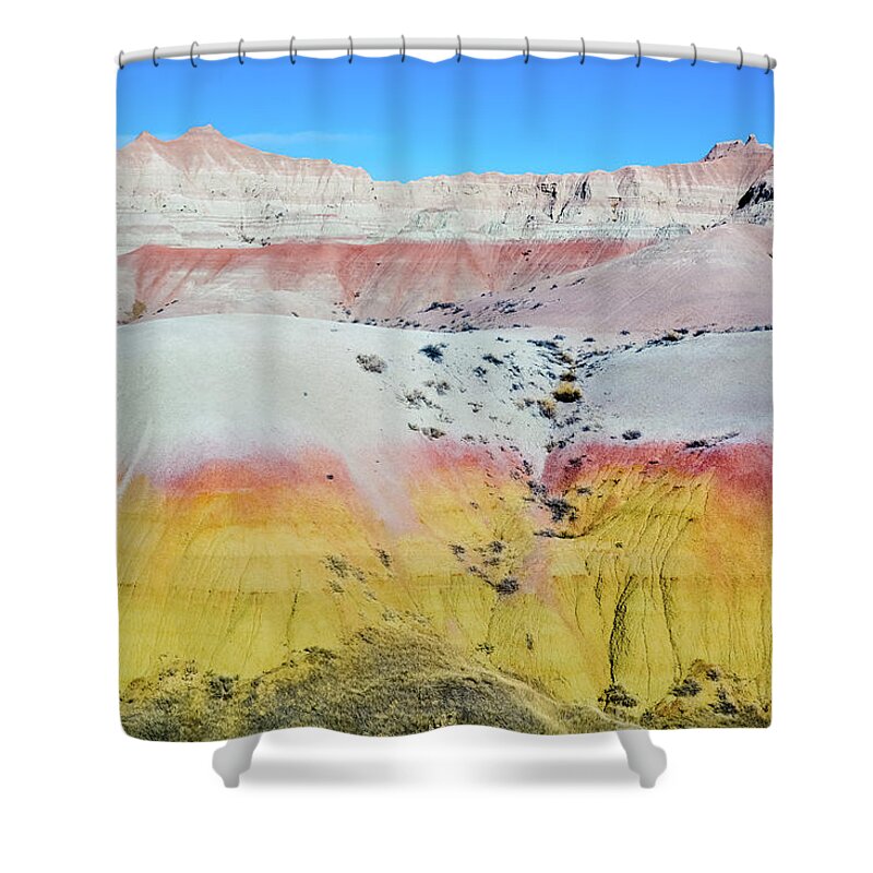 Badlands Shower Curtain featuring the photograph Yellow Mounds Badlands by Kyle Hanson