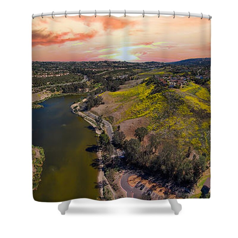 Panoramic Shower Curtain featuring the photograph Yellow Mountains Under the Clouds by Marcus Jones