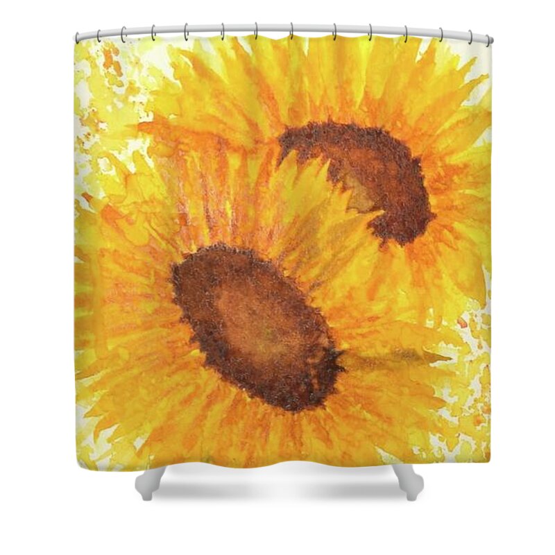 Barrieloustark Shower Curtain featuring the painting Yellow No2 by Barrie Stark