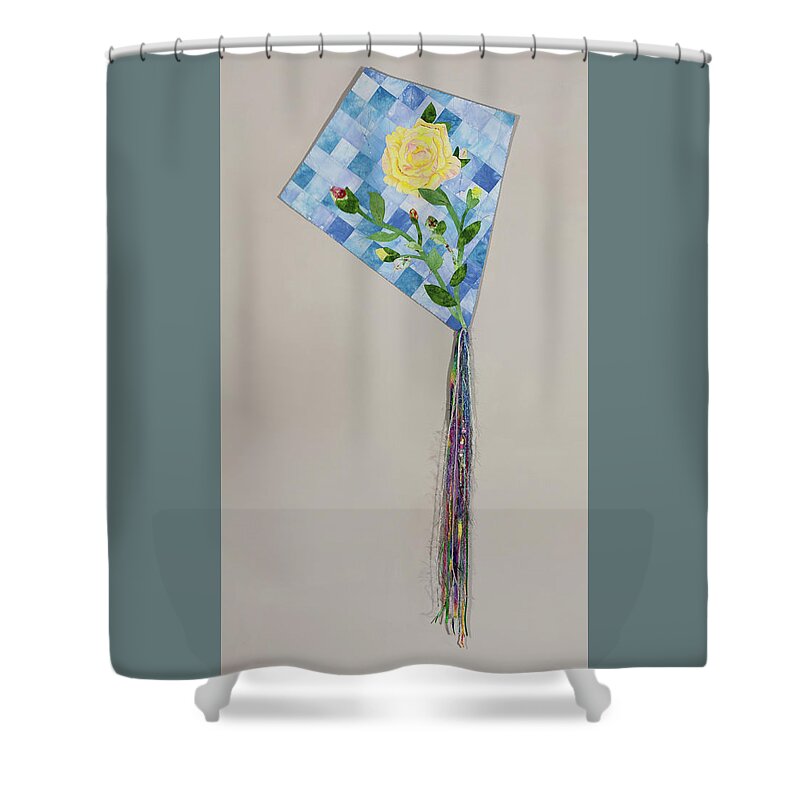 Yellow Rose Of Texas Shower Curtain featuring the mixed media Yellow Rose of Texas by Vivian Aumond