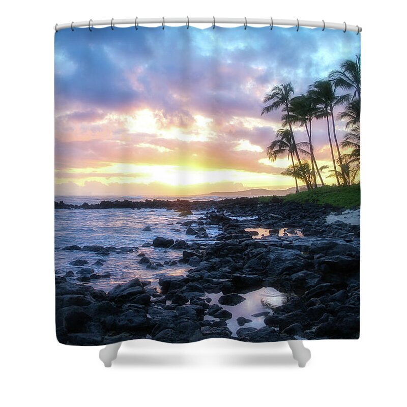 Hawaii Shower Curtain featuring the photograph Yellow Sunset on Kauai by Robert Carter