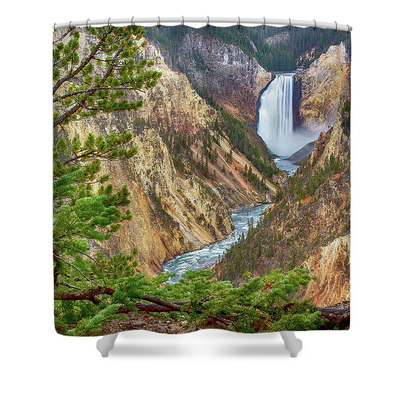 Yellowstone Shower Curtain featuring the photograph Yellowstone Lower Falls by Stephen Stookey