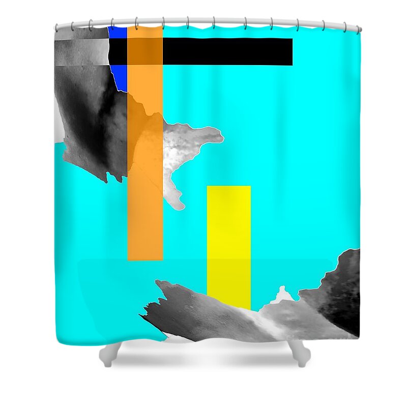 Abstract Art Shower Curtain featuring the digital art Yes is sitting in a park by Jeremiah Ray