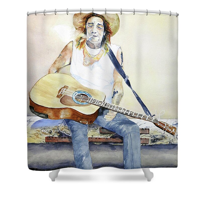 Musician Shower Curtain featuring the painting Yesterday by Barbara F Johnson
