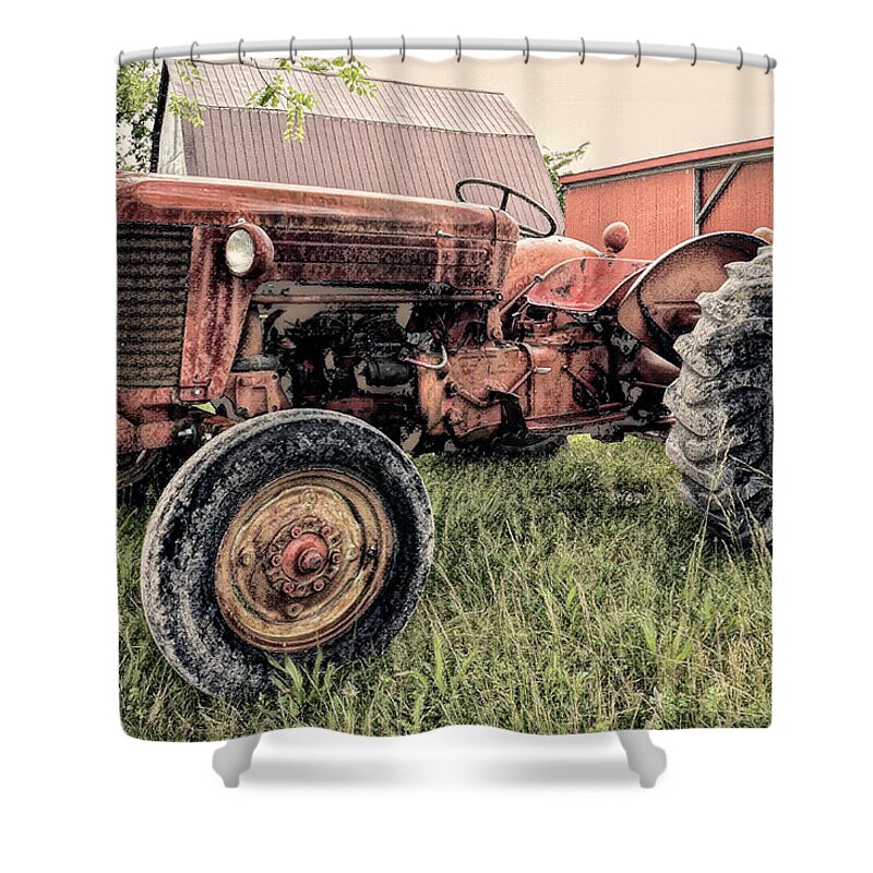 Tractor Shower Curtain featuring the photograph Yesterday's Tractor in Charcoal by Bill Swartwout