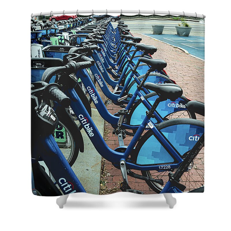New York City Shower Curtain featuring the photograph Yikes Bikes by Leslie Struxness
